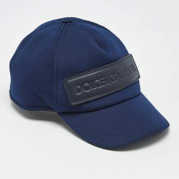 Pre Owned Dolce & Gabbana Navy Blue Cotton Logo Patch Baseball Cap L