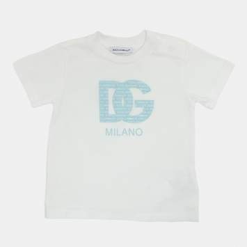 Pre Owned Dolce & Gabbana White Jersey Logo T-Shirt 6-9 Month