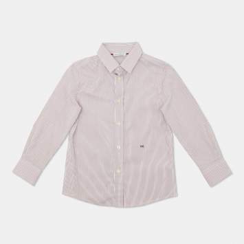 Pre Owned Dolce & Gabbana red Striped Cotton Button Front Shirt 3 years