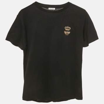 Pre Owned Dolce & Gabbana  Kids Black Bee Crown Embroidered Cotton T-Shirt 11/12 Yrs 