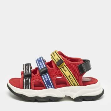 Pre Owned Dolce & Gabbana Red Mesh Trekking Sandals Size 29