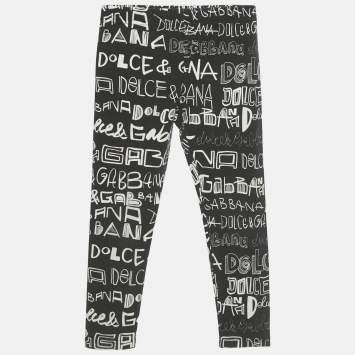 Pre Owned Dolce & Gabbana Kids Black Printed Jersey Leggings 6Yrs