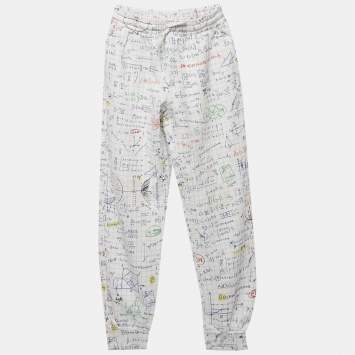 مملوكة مسبقًا Dolce & Gabbana White Math Print Cotton Joggers 9-10Yrs