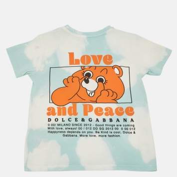 Pre Owned Dolce & Gabbana Kids Blue Printed Cotton T-Shirt 18-24 M