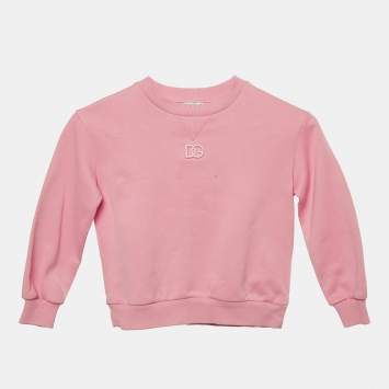 Pre Owned Dolce & Gabbana Kids Pink Cotton Crew Neck Sweatshirt 3 Yrs