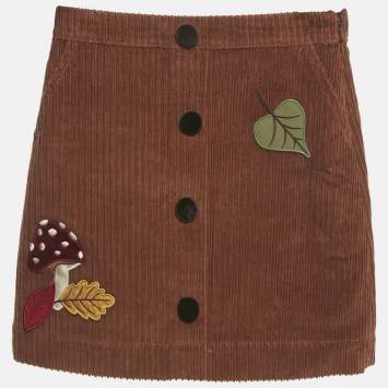 Pre Owned Dolce & Gabbana Kids Brown Corduroy Applique Mini Skirt 5 Yrs