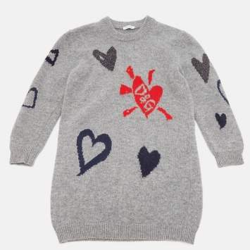 Pre Owned Dolce & Gabbana Grey Intarsia Wool Knit Sweater 6Yrs