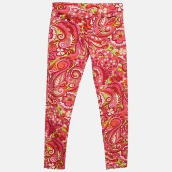 مملوكة مسبقًا Dolce & Gabbana Kids Pink Paisley Print Denim Jeans 9-10Yrs/Waist 24"