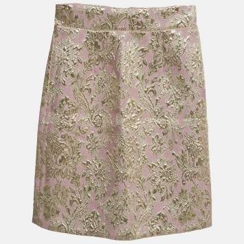 Pre Owned Dolce & Gabbana Kids Pink Brocade Mini Skirt 7/8Yrs