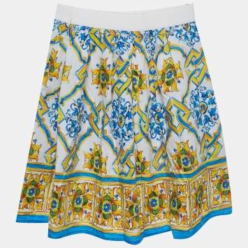 Pre Owned Dolce & Gabbana Multicolour Majolica Print Cotton Skirt 4 Yrs