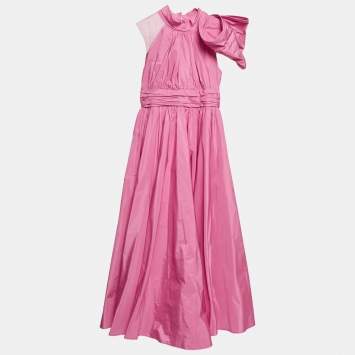 Pre Owned Elie Saab Pink Kids Taffeta Bow Detail Flared Dress Yrs 10