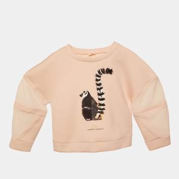 Pre Owned Elisabetta Franchi La mia Bambina Pink Lemur Print Jersey Sweatshirt XL