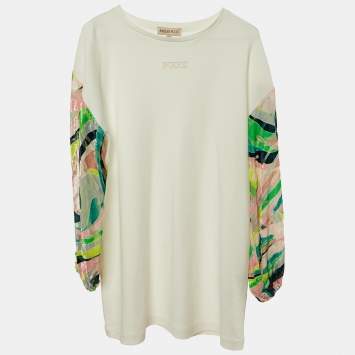 Emilio Pucci Kids White Cotton Vetrate Sleeve Shift Dress Size 12Yrs