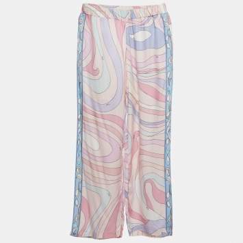 Pre Owned Emilio Pucci Kids Pink  Printed Crepe Trousers 12Yrs