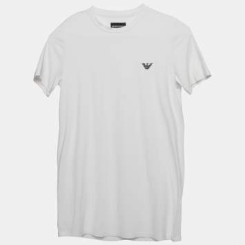 Pre Owned Emporio Armani Kids White Logo Embroidered Jersey T-Shirt 14 Yrs 