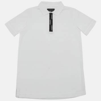 Pre Owned Emporio Armani Kids White Jersey Zipper Detail T-Shirt 10 Yrs