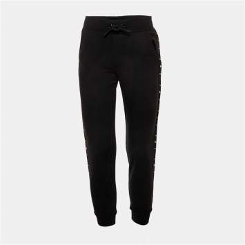 Pre Owned Emporio Armani Kids Black Logo Band Trim Cotton Jogger Pants 12 Yrs