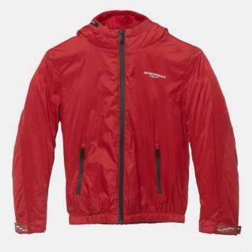Pre Owned Emporio Armani Kids Red Logo Print Nylon Jacket 8Yrs