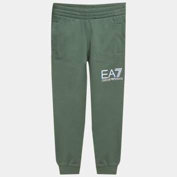Pre Owned Emporio Armani Kids Green EA7 Print Cotton Joggers 7 Yrs