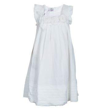 Pre Owned Scervino Street Girls White Rosette Detail Linen Dress 6 Yrs 