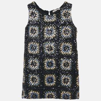 Pre Owned Ermanno Scervino Junior Navy Blue Sequin Sleeveless Dress 6 Yrs