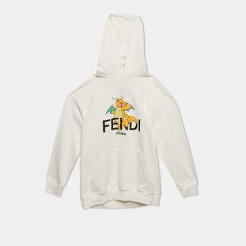 Pre Owned Fendi x FRGMT x Pokémon White Printed Cotton Hoodie 12 Yrs 