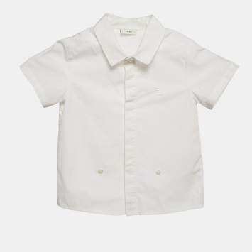Pre Owned Fendi Kids White Cotton Blend Shirt 18M