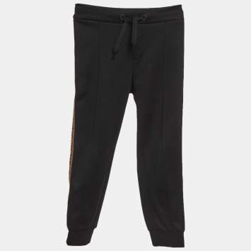 مملوكة مسبقًا بنطلون جوجر قماشي بخط جانبي FF أسود فندي كيدز 6 سنوات