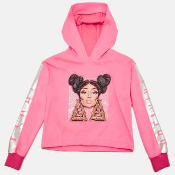 Fendi Kids Pink Nicki Minaj Print Jersey Hoodie 10 Yrs