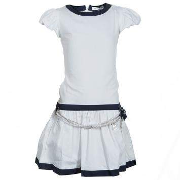 Pre Owned GF Ferre White Pearl Belted Short Sleeve Dress 6 Yrs 