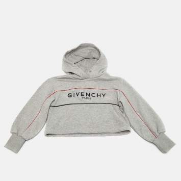 Pre Owned Givenchy Kids Grey Logo Embroidered Cotton Hoodie 6Yrs