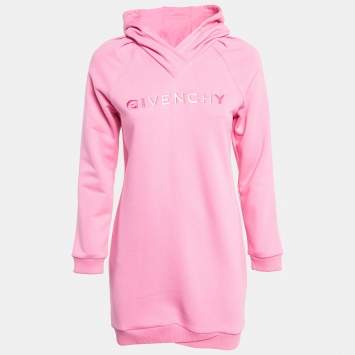 Pre Owned Givenchy Pink Logo Embroidered Cotton Blend Hoodie Dress 12 Y