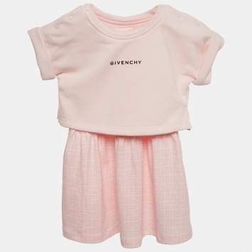 Pre Owned Givenchy Kids Pink Monogram Cotton Dress 9M