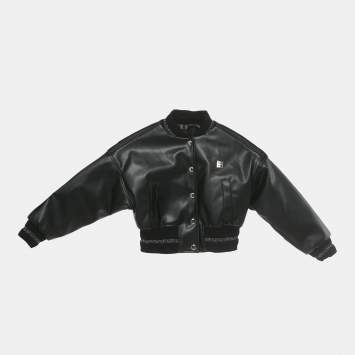 Pre Owned Givenchy Kids Logo Embroidered Faux Leather Bomber Jacket 6 Yrs 