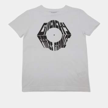 Pre Owned Givenchy Kids White Logo Graphic Jersey T-Shirt 8 Yrs