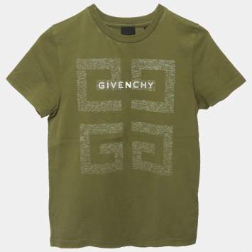 Pre Owned Givenchy Kids Green Logo Graphic Jersey T-Shirt 8 Yrs