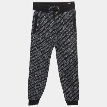 Pre Owned Givenchy Kids Black Logo Chain Link Print Jersey Sweatpants 8 Yrs 