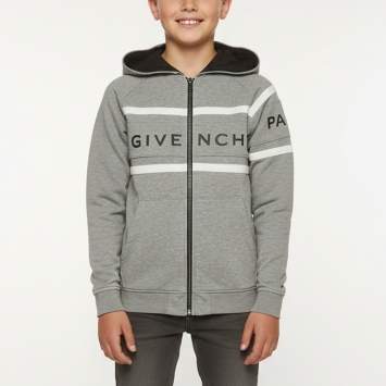 Pre Owned Givenchy Kids Grey Logo Cotton Knit Hoodie 12 Yrs 