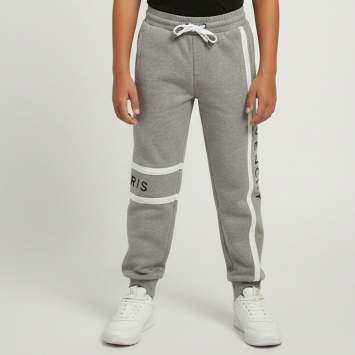 Pre Owned Givenchy Kids Grey Logo Striped Cotton Knit Sweatpants 10 Yrs 