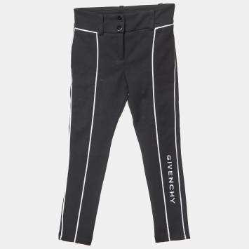 Pre Owned Givenchy Kids Black Cotton Blend Logo Embroidered Pants 4 Yrs
