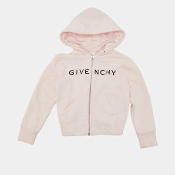 Pre Owned Givenchy Pink Logo Print Cotton Zip-Up Hooded Jacket 8 Yrs