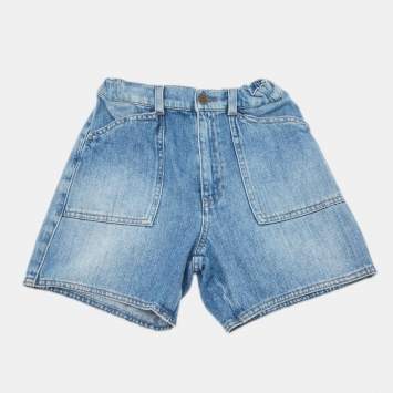 مملوكة مسبقًا Gucci Kids Blue Cat Embroidered Denim Shorts 10 Yrs 