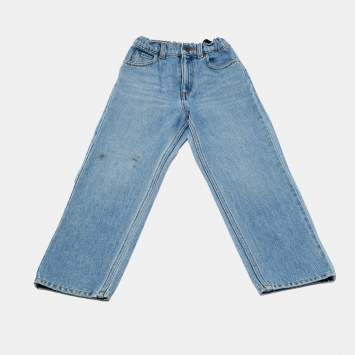مملوكة مسبقًا Gucci Kids Blue Embroidered Detail Denim Jeans 6Y Waist 16"