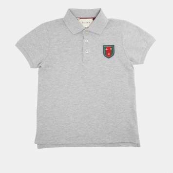 Pre Owned Gucci Grey Collar Jersey Polo T-Shirt 8 Yrs