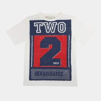 Gucci White Printed Jersey Crewneck T-Shirt 5 Years