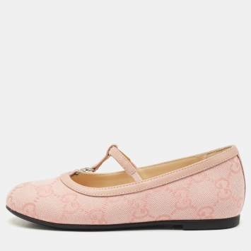 Gucci Pink GG Canvas Double G Ballet Flats Size 29