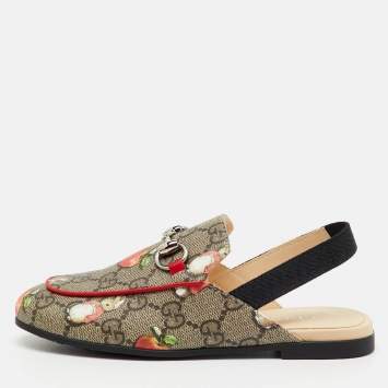 Pre Owned Gucci x Peter Rabbit™ Multicolor GG Supreme Canvas Princetown Slingback Sandals Size 29