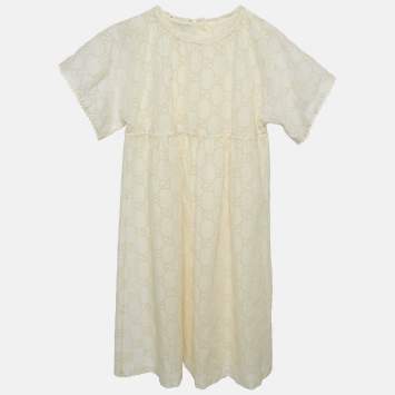مملوكة مسبقًا Gucci Cream Eyelet Embroidered Cotton Dress (12 Yrs)