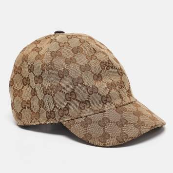 Pre Owned Gucci Beige GG Web Canvas Baseball Cap L