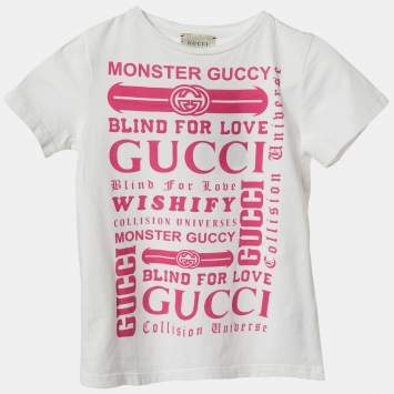 Gucci Kids White Logo Print Cotton T-Shirt 5 Yrs